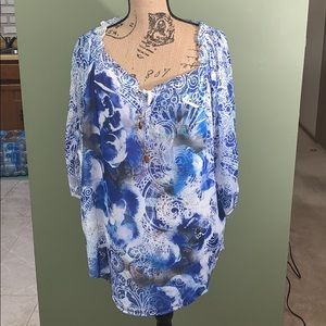 Blue and white blouse
